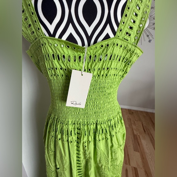 NWT Rails Fawn Embroidered 100% Cotton Midi Dress in Island Green - Picture 15 of 15